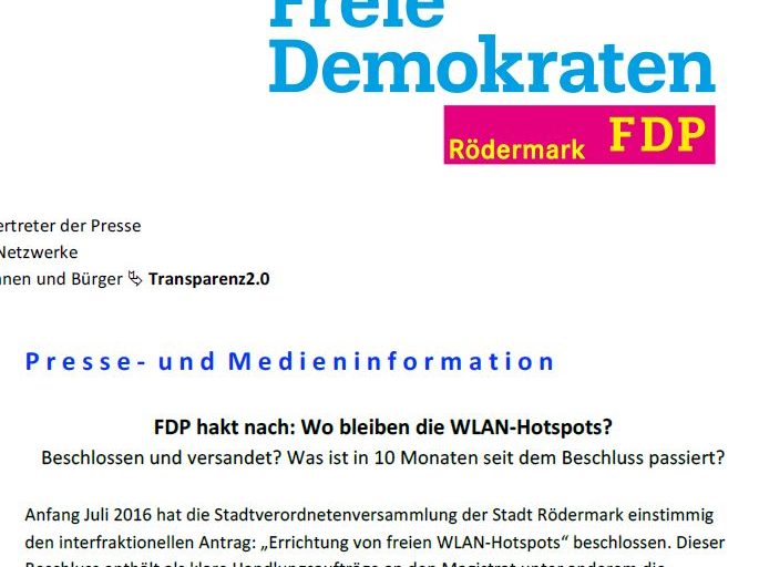 Wo bleibt das WLAN für Rödermark