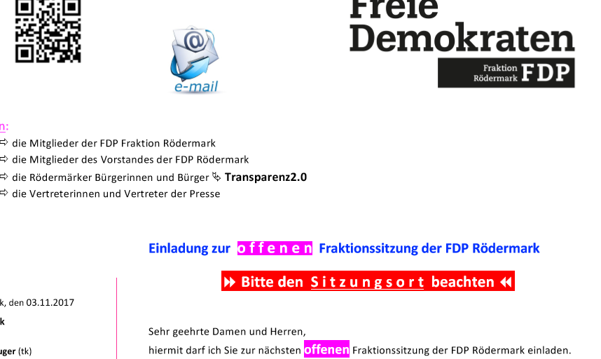 Offene Fraktionssitziung 10.11.2017